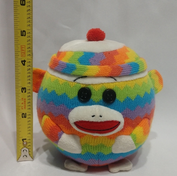 Ty Beanie Ballz Rainbow Sock Monkey Excellent Condition No Hang Tag - Picture 5 of 9